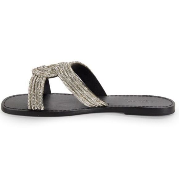 Schutz Alivia Embellished Twist Flat Sandals Used Once - Picture 5 of 12